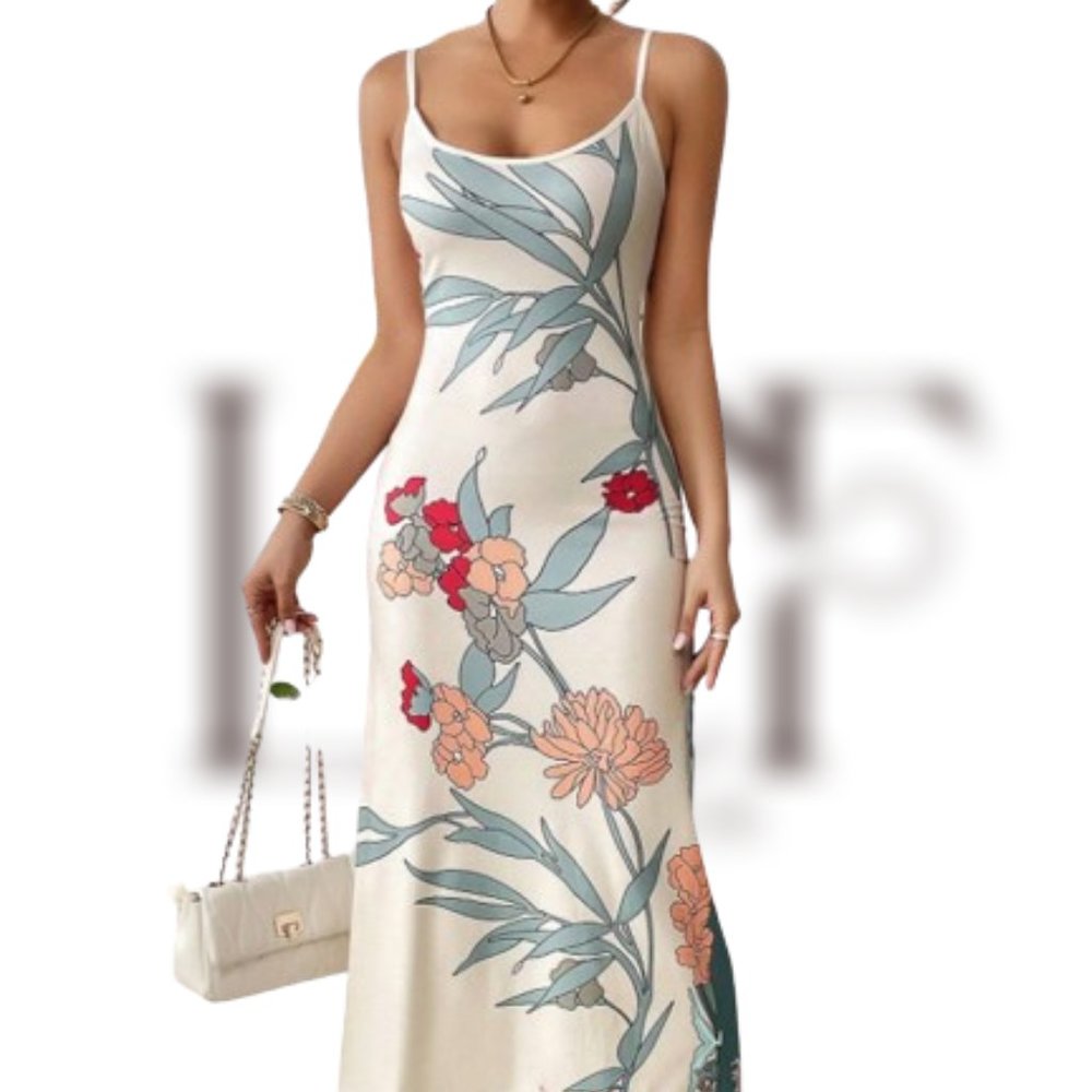 Boho Dress, Floral Print Cami Dress, Floral dress, long dress for women - Picture 1 of 4